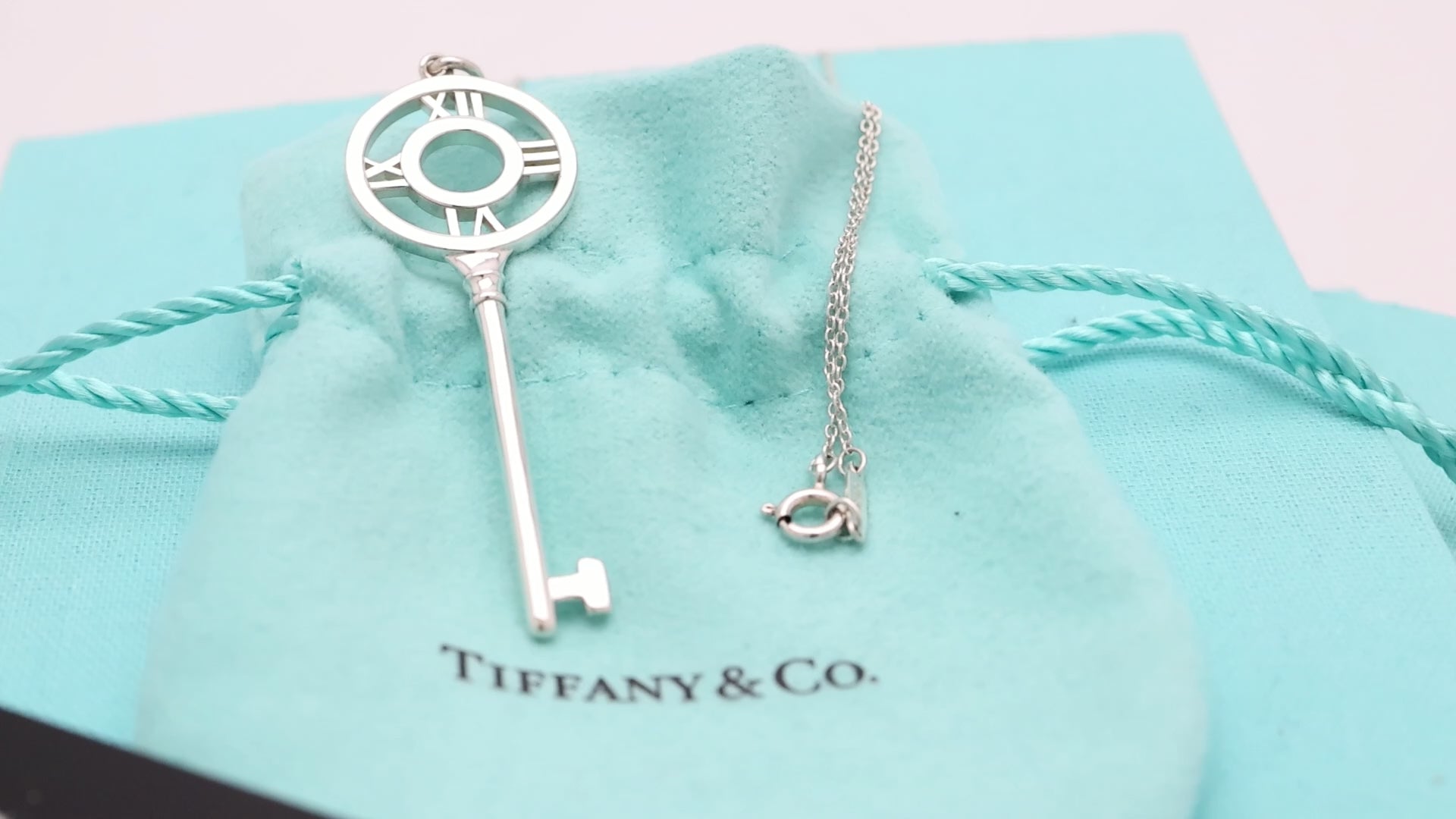  Tiffany & Co. Large Atlas Key Pendant Necklace Sterling Silver 925 