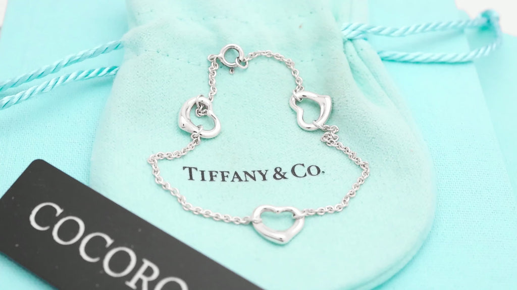 TIFFANY&Co. 3連 トリプル オープン ハート エルサペレッティ ブレスレット AG925