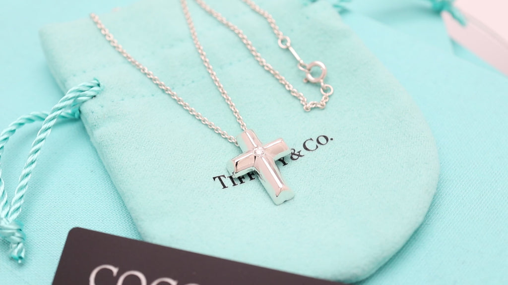 Tiffany & Co. Tenderness Cross Diamond Necklace Sterling Silver 925