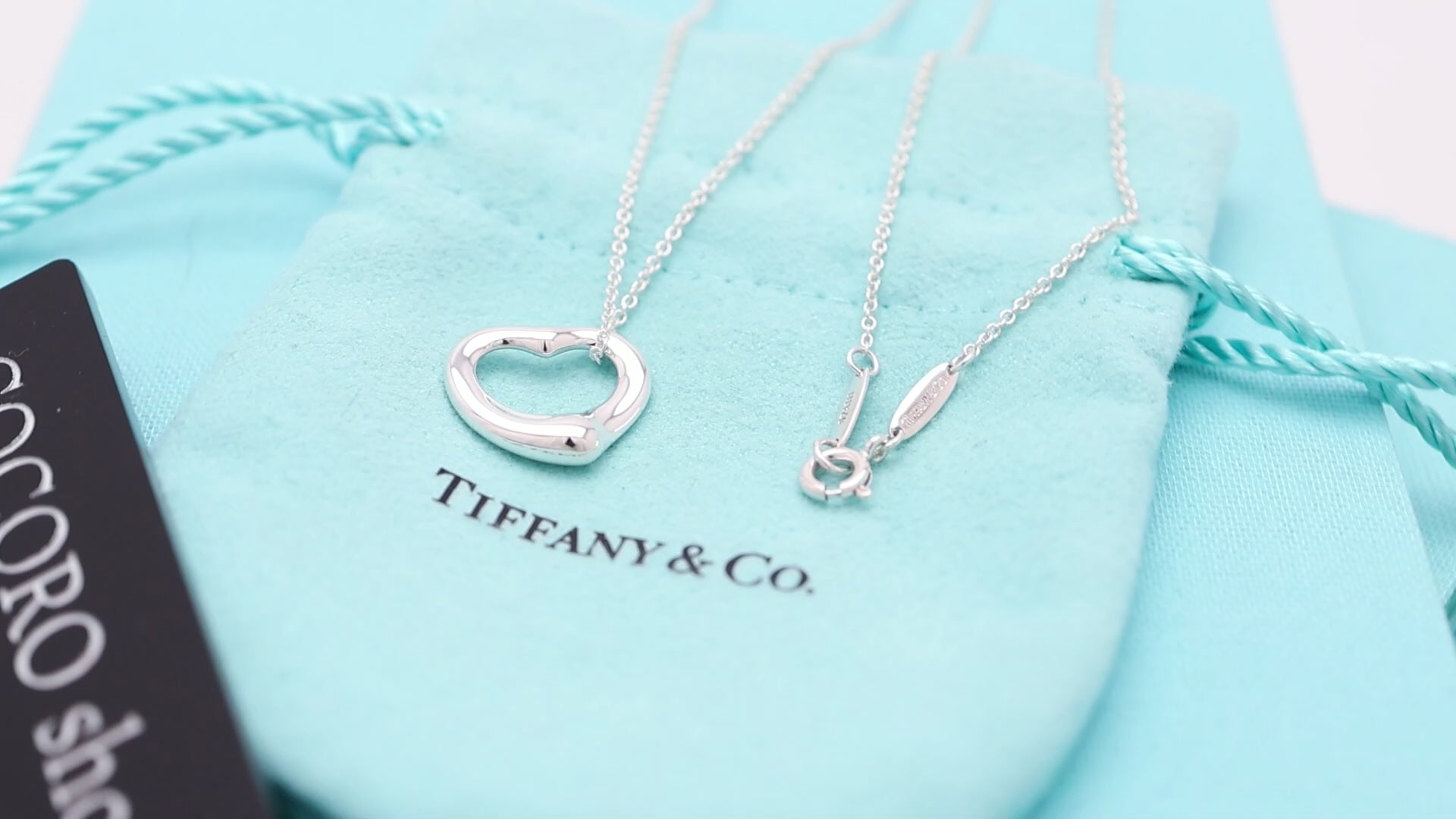 Tiffany & Co. Open Heart Pendant Necklace Sterling Silver 925