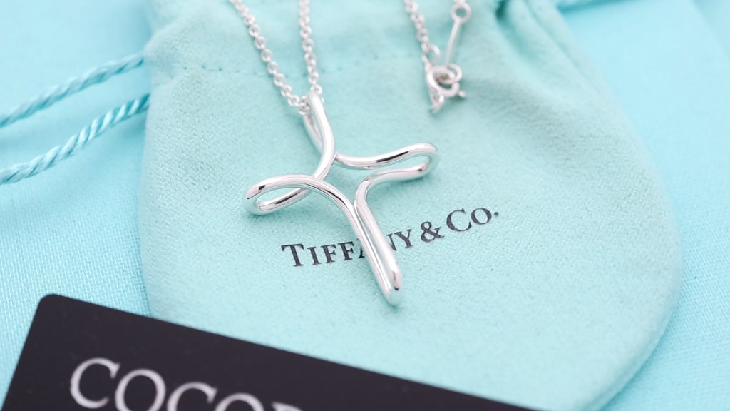 TIFFANY & Co. Open Cross Infinity Elsa Peretti Necklace  Sterling Silver 925