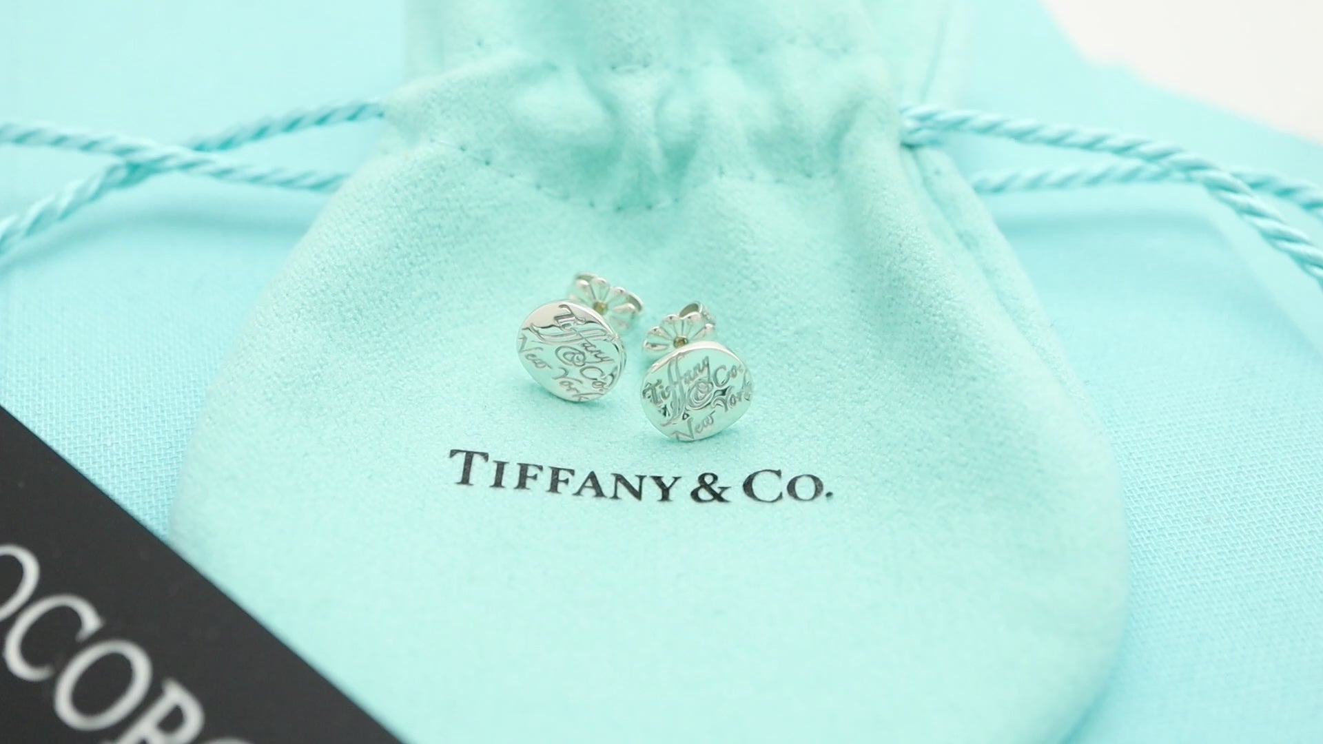 Tiffany & Co. Notes New York Wavy Circle Round Earrings Sterling Silver 925