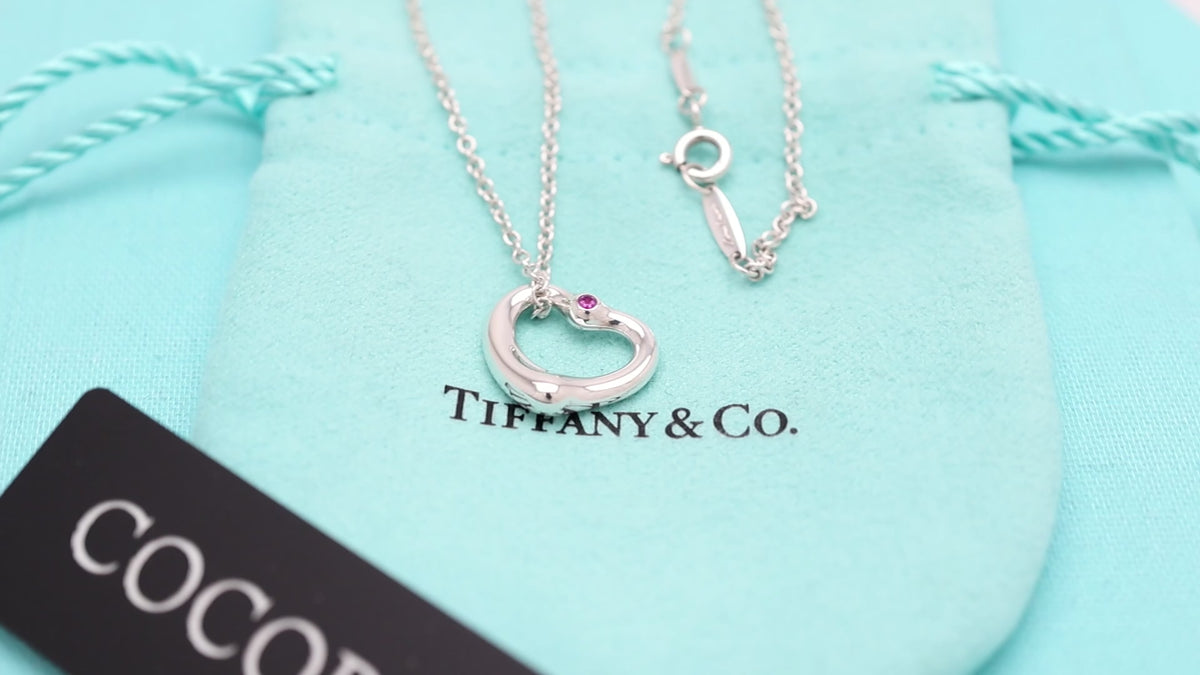 TIFFANY&Co. オープンハート 1P ピンク サファイア エルサペレッティ ネックレス AG925