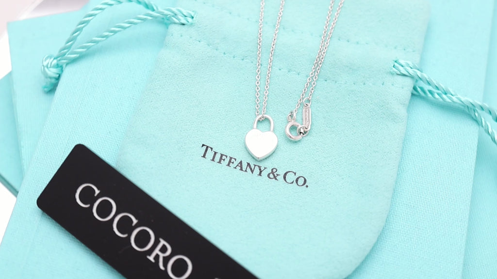  Tiffany & Co. Return to Mini Heart Lock Padlock Necklace  Sterling Silver 925
