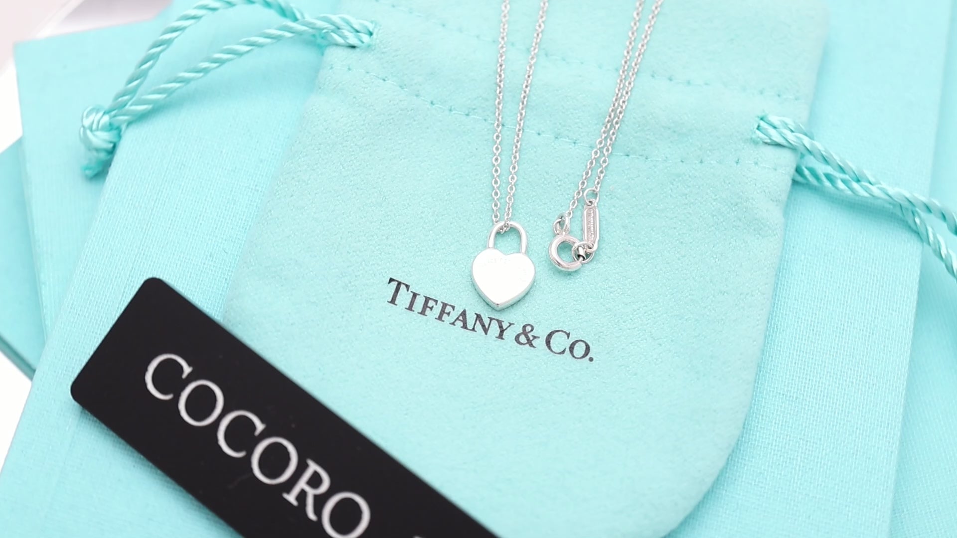  Tiffany & Co. Return to Mini Heart Lock Padlock Necklace  Sterling Silver 925