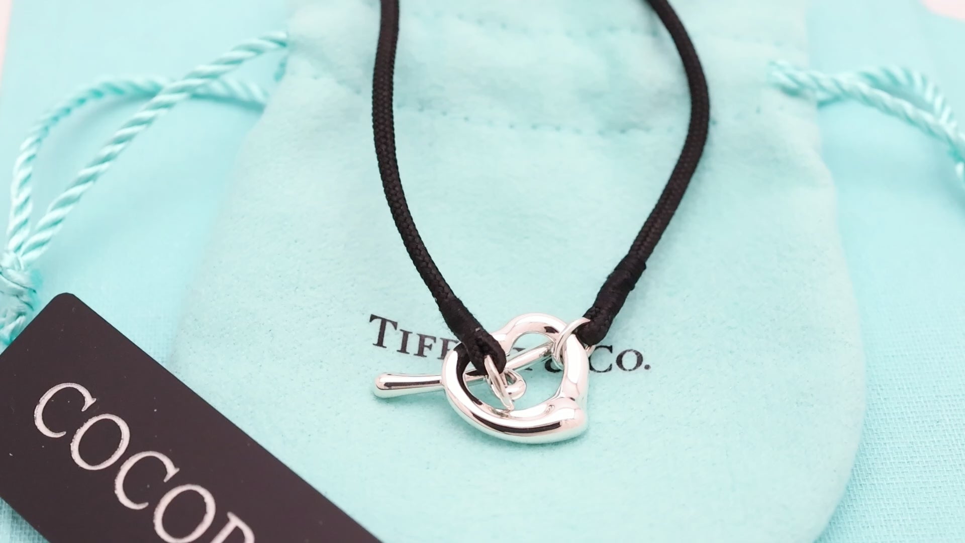 TIFFANY&Co. オープンハート エルサペレッティ シルクコード ブレスレット AG925