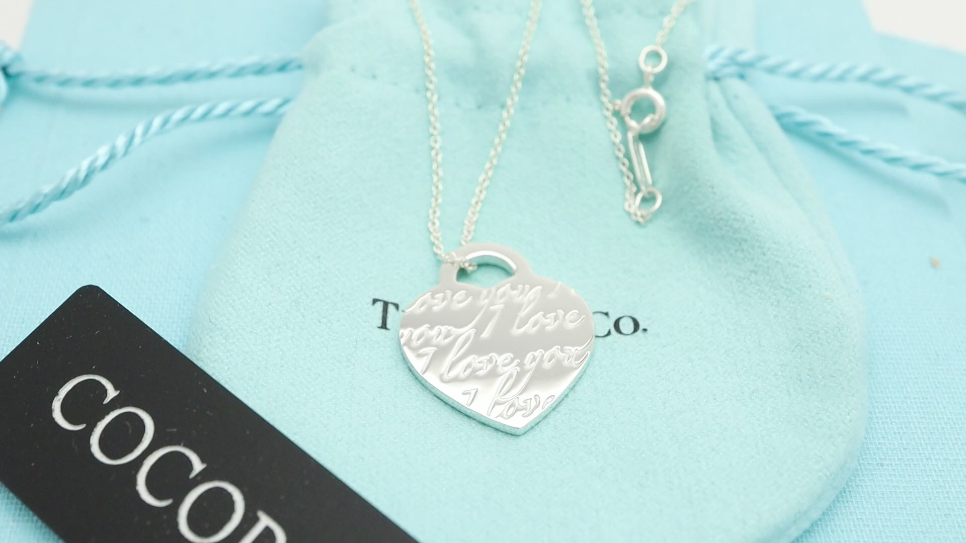 Tiffany & Co. Notes I LOVE YOU Heart Pendant Necklace Sterling Silver 925