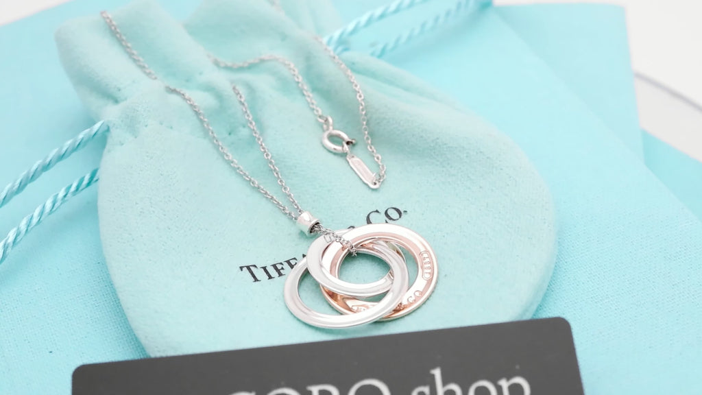 Tiffany & Co. 1837 Interlocking Circles Necklace  Sterling Silver 925 & Rubedo