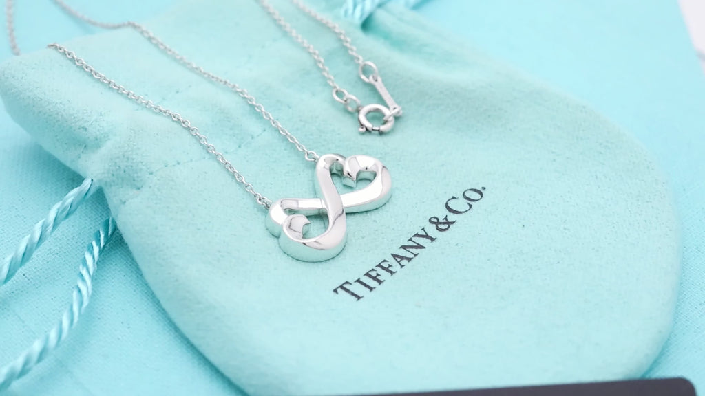  Tiffany & Co. Picasso Double Loving Heart Necklace Sterling Silver 925