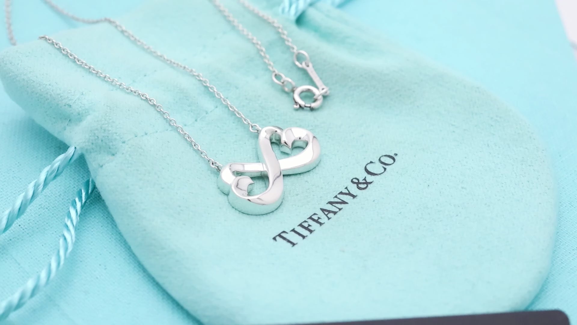  Tiffany & Co. Picasso Double Loving Heart Necklace Sterling Silver 925