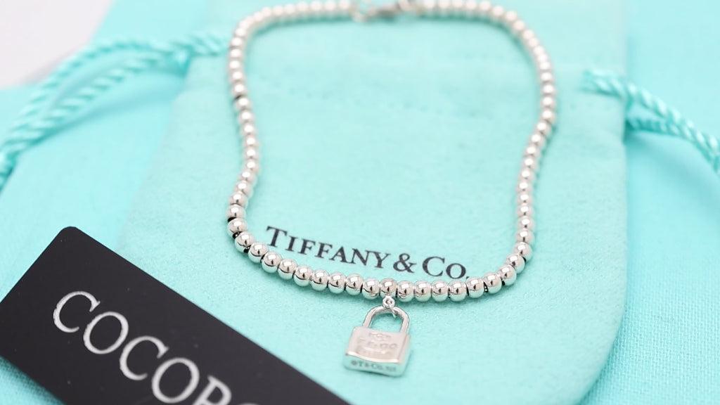 Tiffany & Co. 1837 Mini Padlock Bead Bracelet Sterling Silver 925
