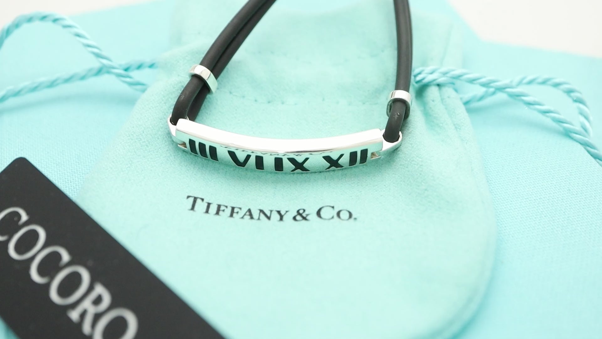 Tiffany & Co. Atlas Numeric Bar Bracelet Rubber Bracelet Sterling Silver 925