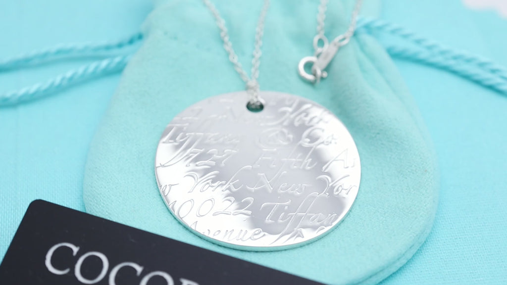 Tiffany & Co. Notes New York XL Large Wavy Round Circle Necklace Sterling Silver 925