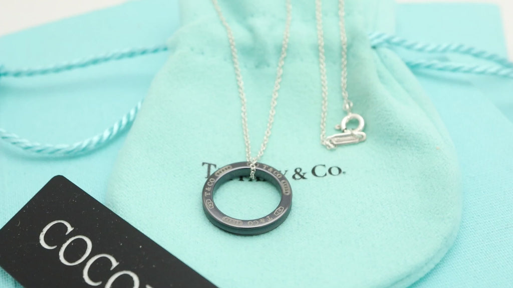 Tiffany & Co. 1837 Circle Necklace 16" Black Titanium Sterling Silver 925