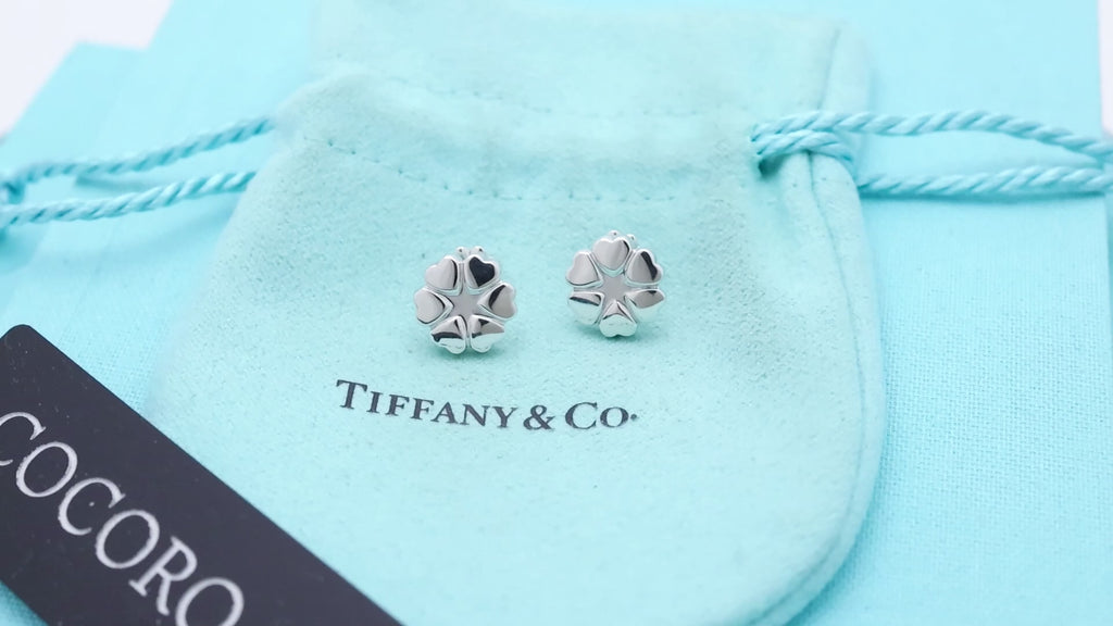  Tiffany & Co. Picasso Crown of Heart Stud Earrings Sterling Silver 925 