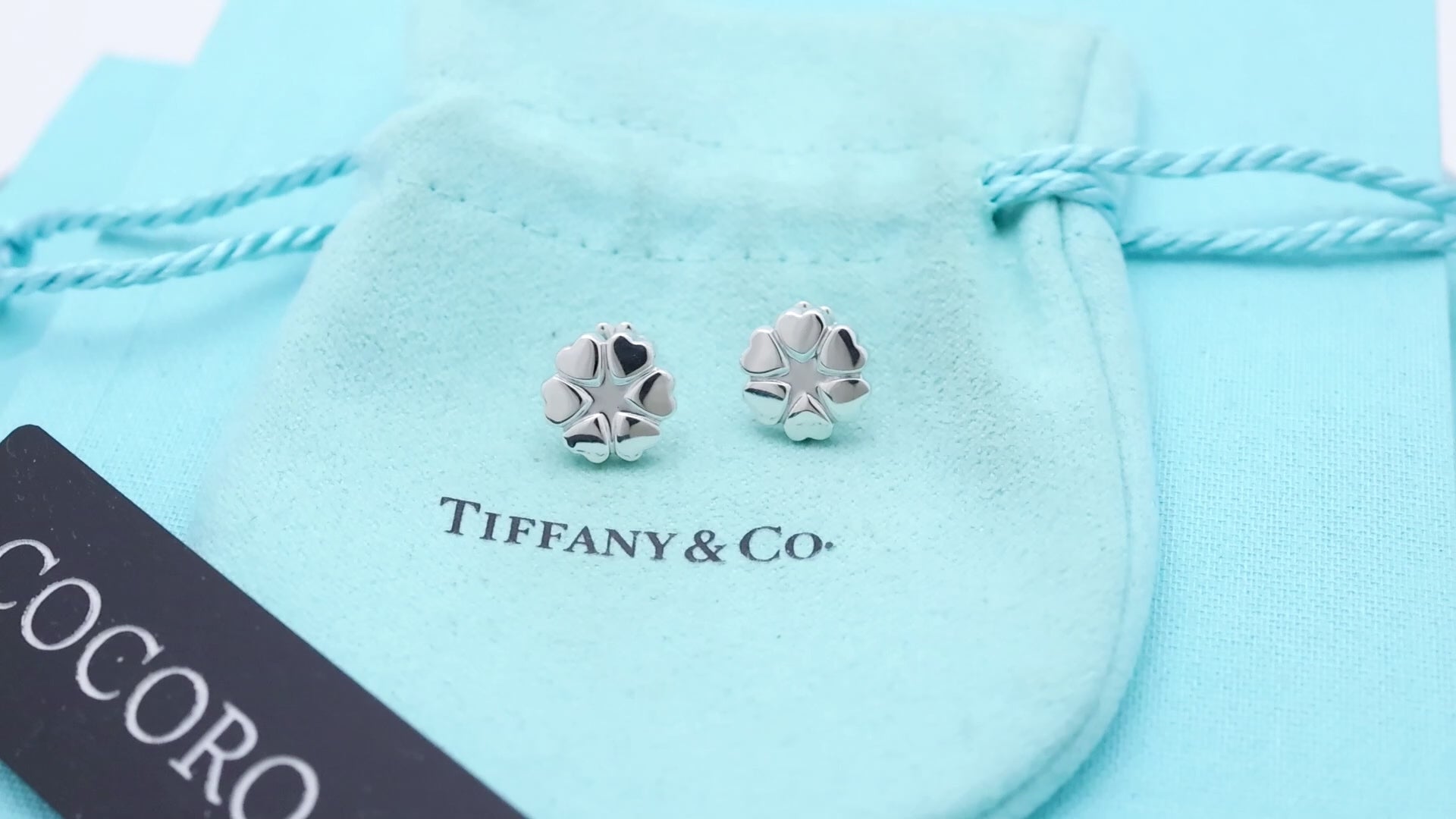  Tiffany & Co. Picasso Crown of Heart Stud Earrings Sterling Silver 925 