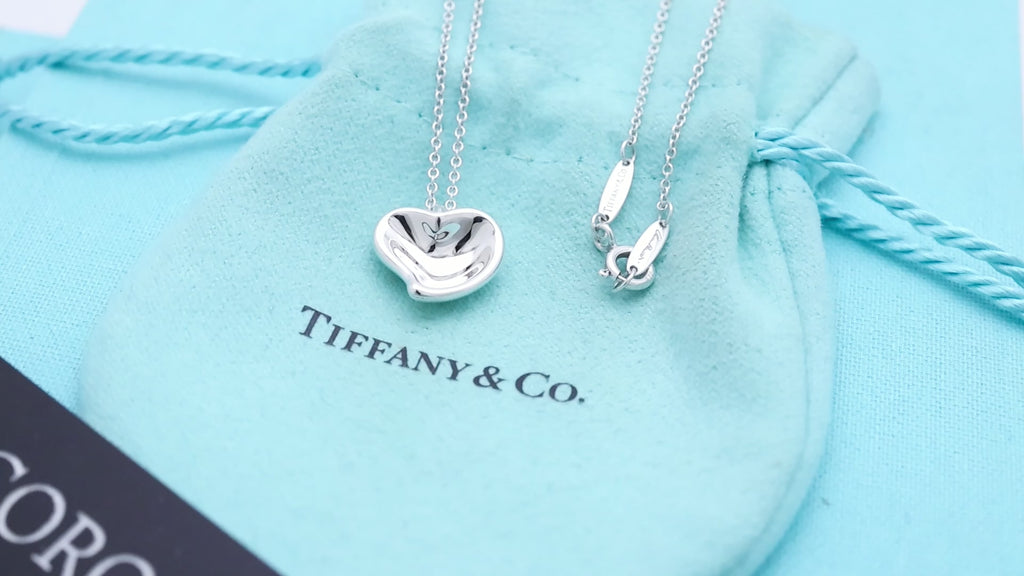Tiffany & Co. Peretti Curved Full Heart Necklace Sterling Silver 925