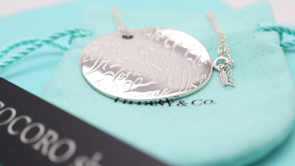 Tiffany & Co. Notes New York Large Wavy Round Circle Necklace Sterling Silver 925