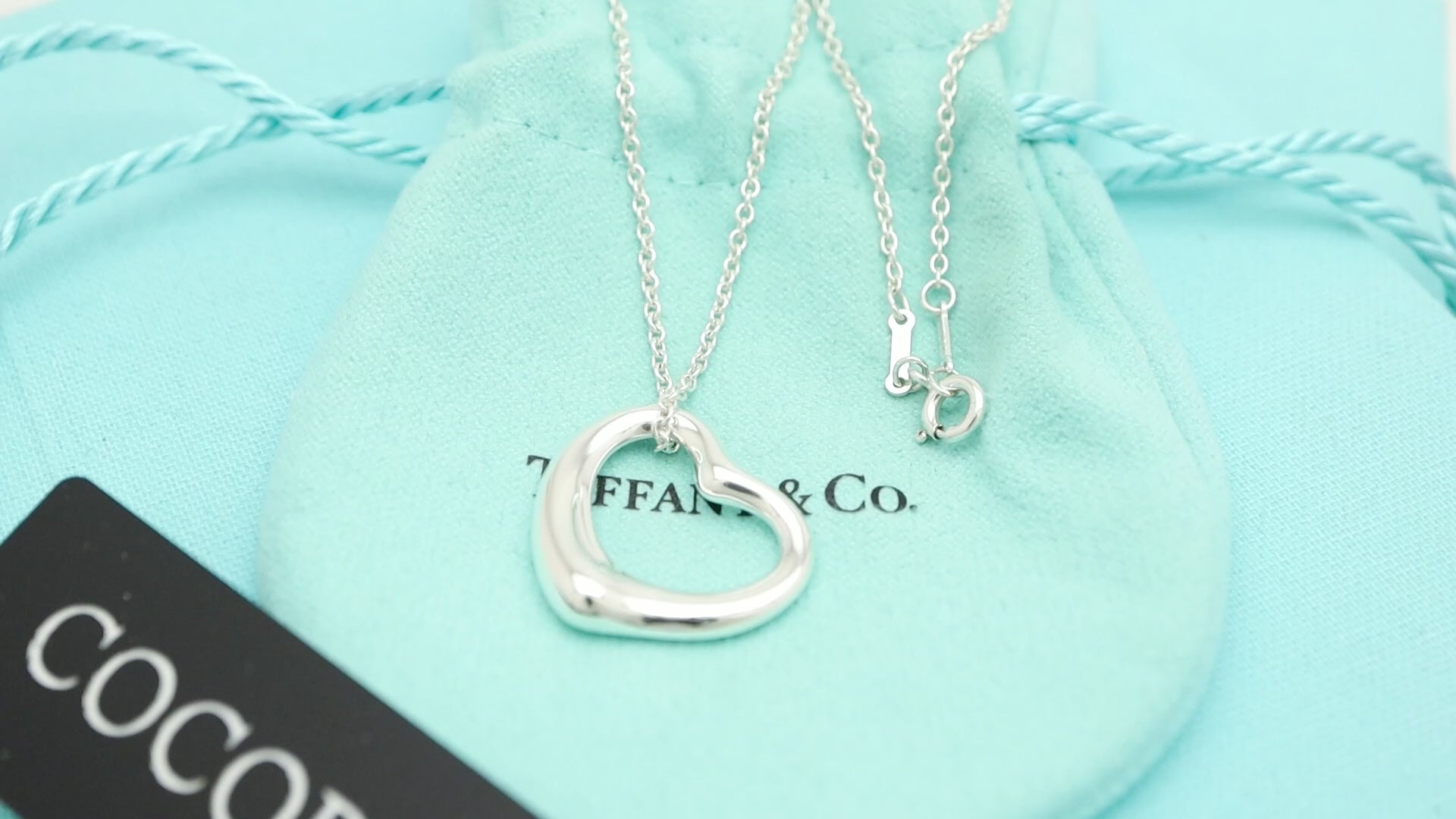 Tiffany & Co. Open Heart Pendant Necklace Sterling Silver 925