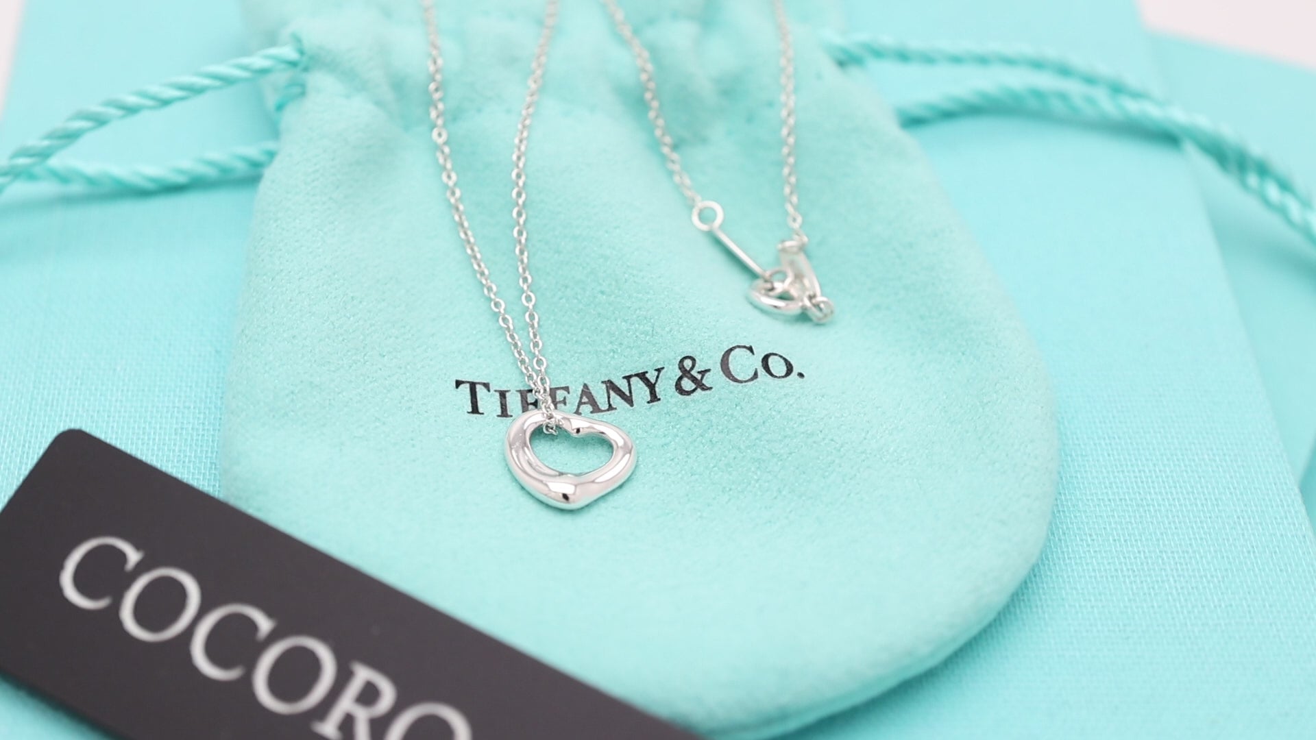 Tiffany & Co. Open Heart Pendant Necklace Sterling Silver 925