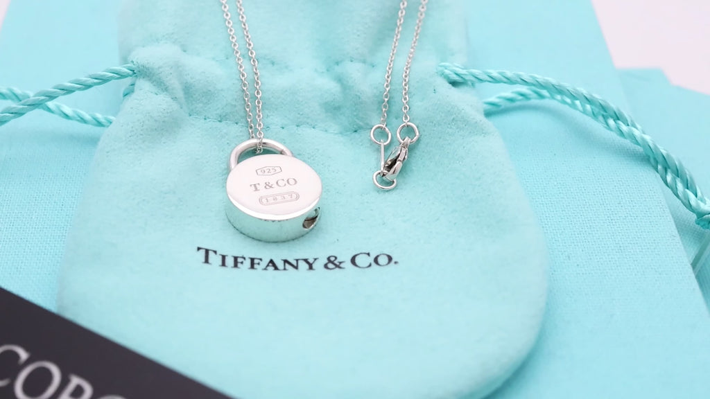 Tiffany & Co. 1837 Round Lock Padlock Pendant Necklace Sterling Silver 925