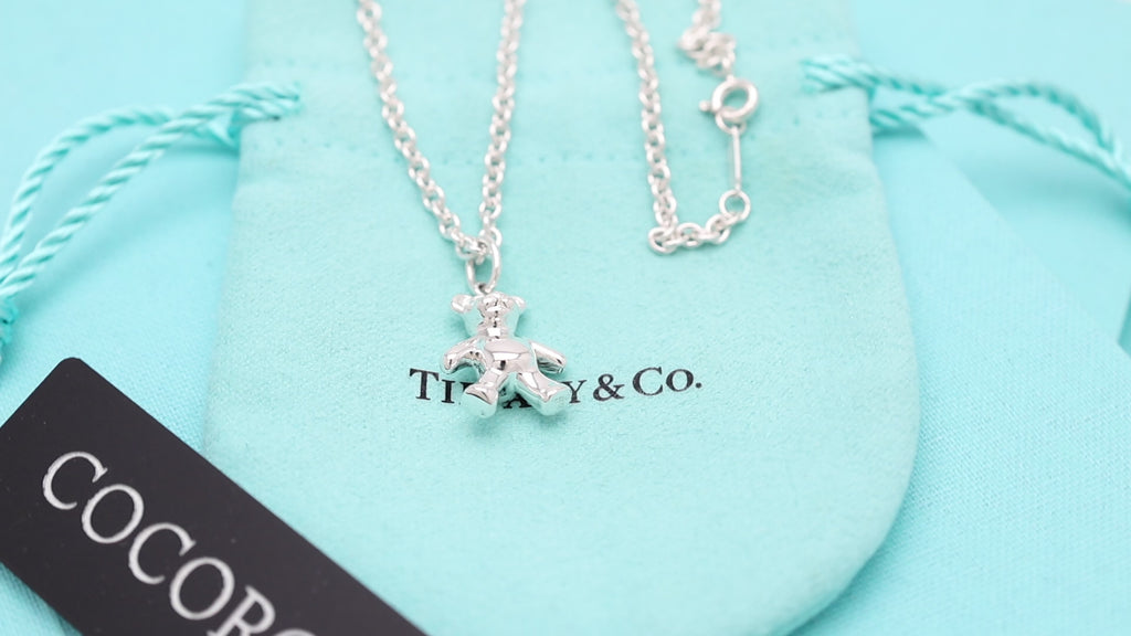 Tiffany & Co. Teddy Bear Pendant Necklace Sterling Silver 925 