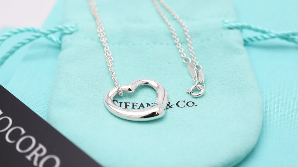 Tiffany & Co. Open Heart Pendant Necklace Sterling Silver 925