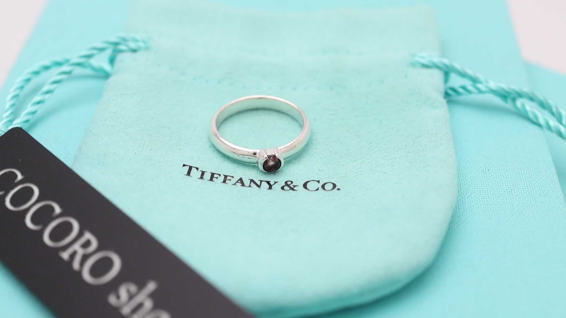  Tiffany & Co. Pink Tourmaline Stack Band Ring Sterling Silver 925