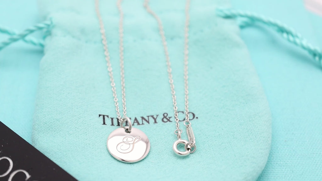  Tiffany & Co. Letter Y Notes Initial Disc Necklace Sterling Silver 925