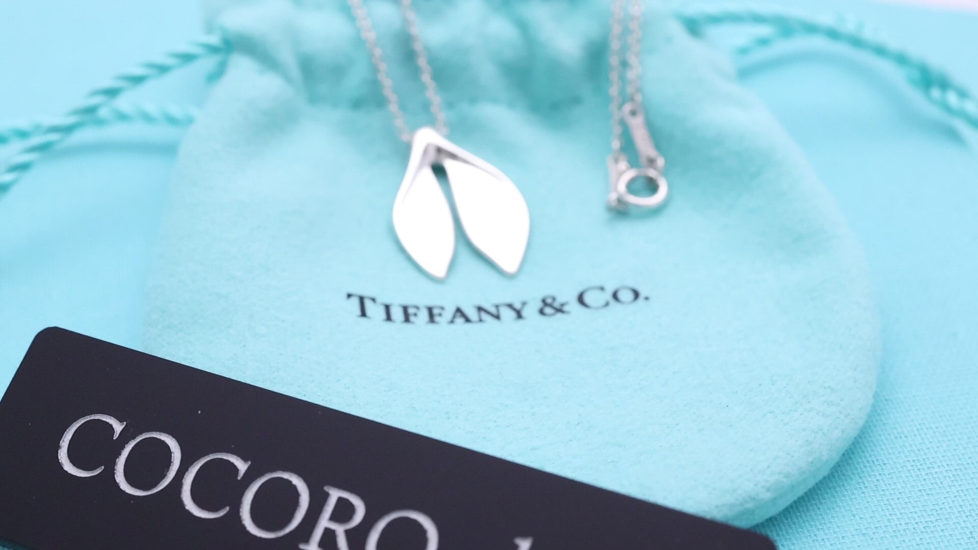 Tiffany & Co. Whale Tail Pendant Necklace Sterling Silver 925 