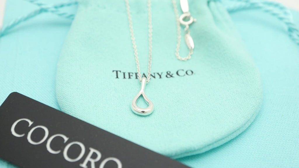  Tiffany & Co. Open Teardrop Necklace Pendant Sterling Silver 925 