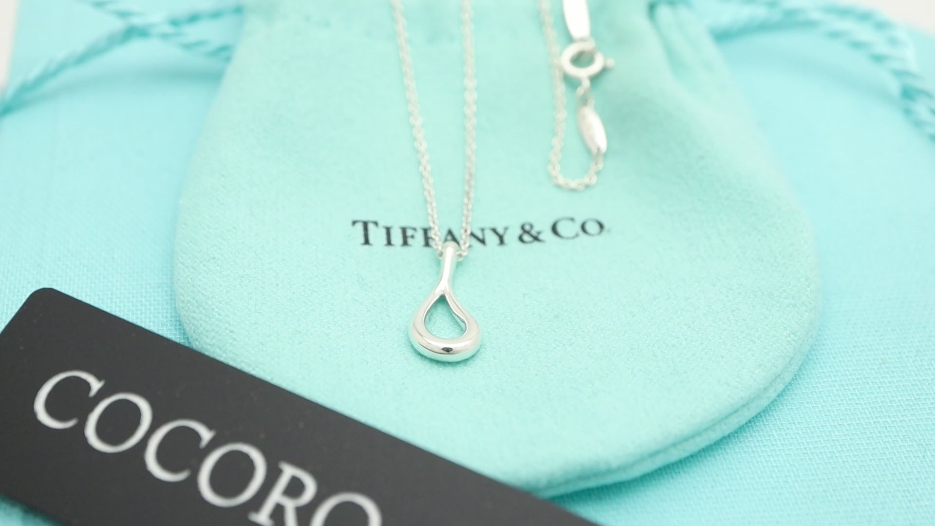 Tiffany & Co. Open Teardrop Necklace Pendant Sterling Silver 925 