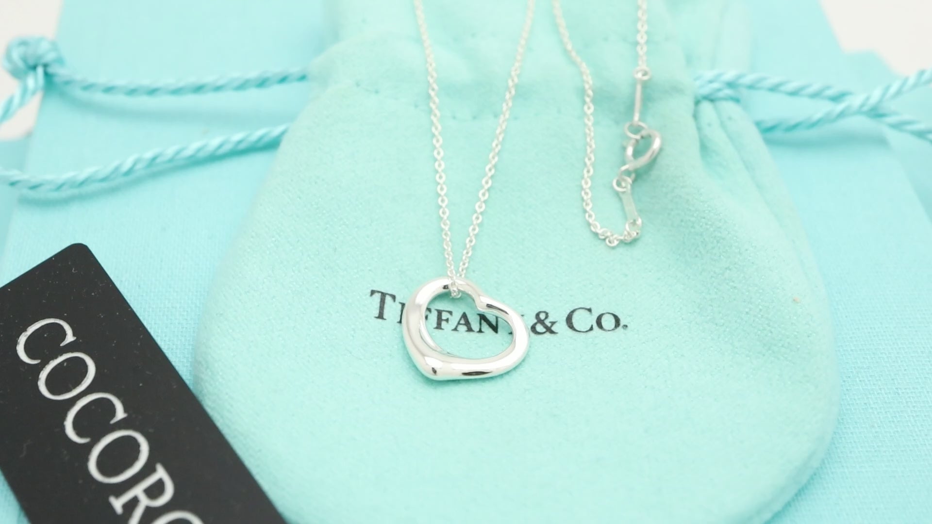 Tiffany & Co. Open Heart Pendant Necklace Sterling Silver 925