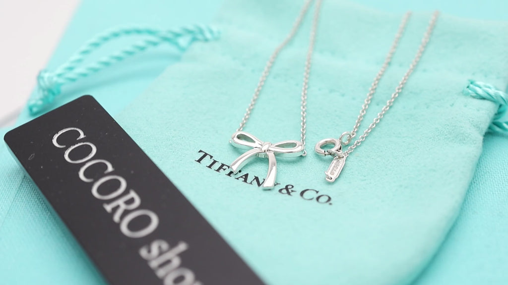 Tiffany & Co. Ribbon Bow Necklace Pendant  Sterling Silver 925 
