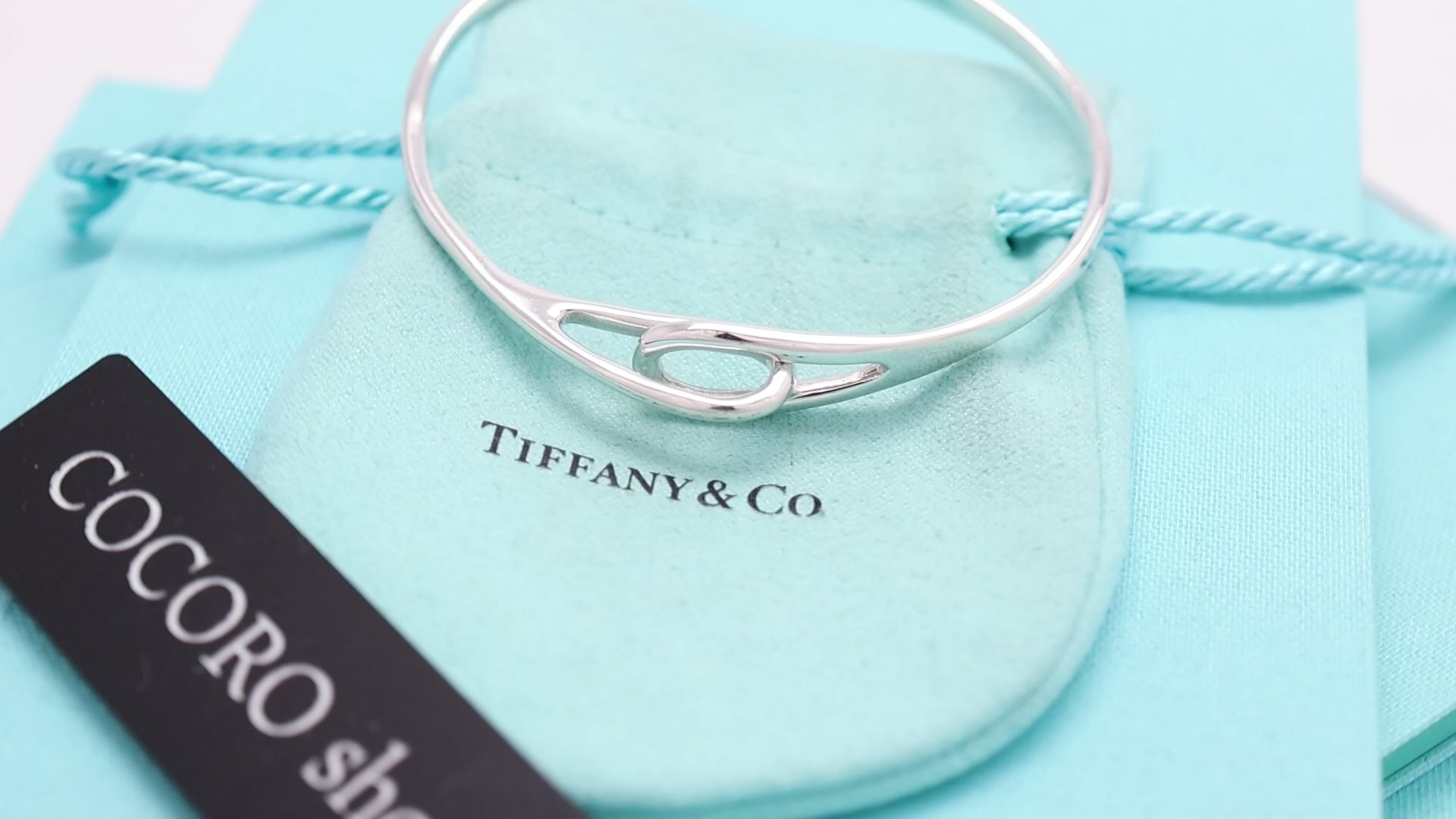 Tiffany & Co. Interlocking Double Loop Bangle Bracelet Sterling Silver 925
