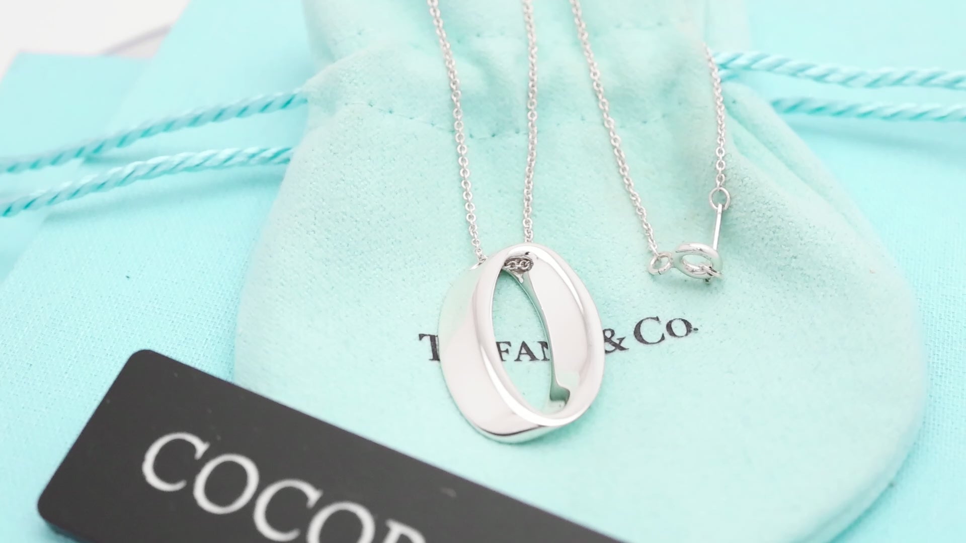 Tiffany & Co. 3D Geometric Oval Necklace Sterling Silver 925