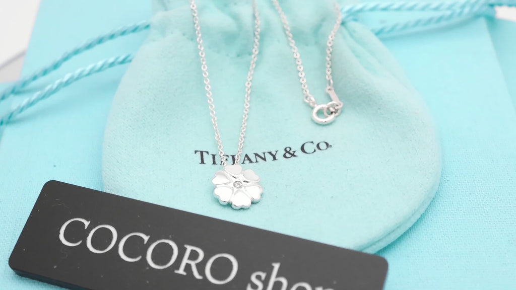 Tiffany & Co. Crown of Heart Diamond Pendant Necklace Sterling Silver 925