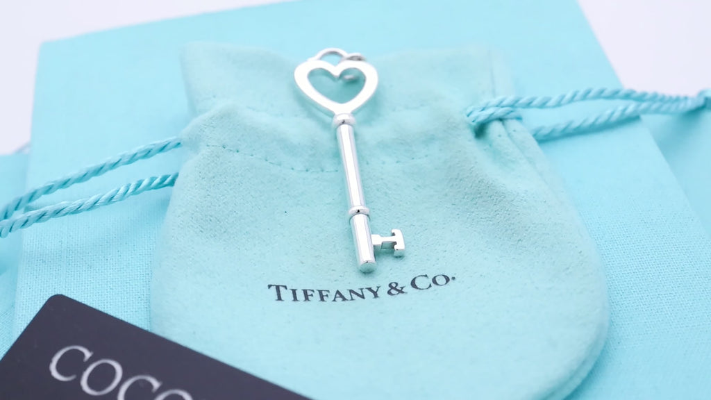  Tiffany & Co. Heart Key Charm Pendant Sterling Silver 925