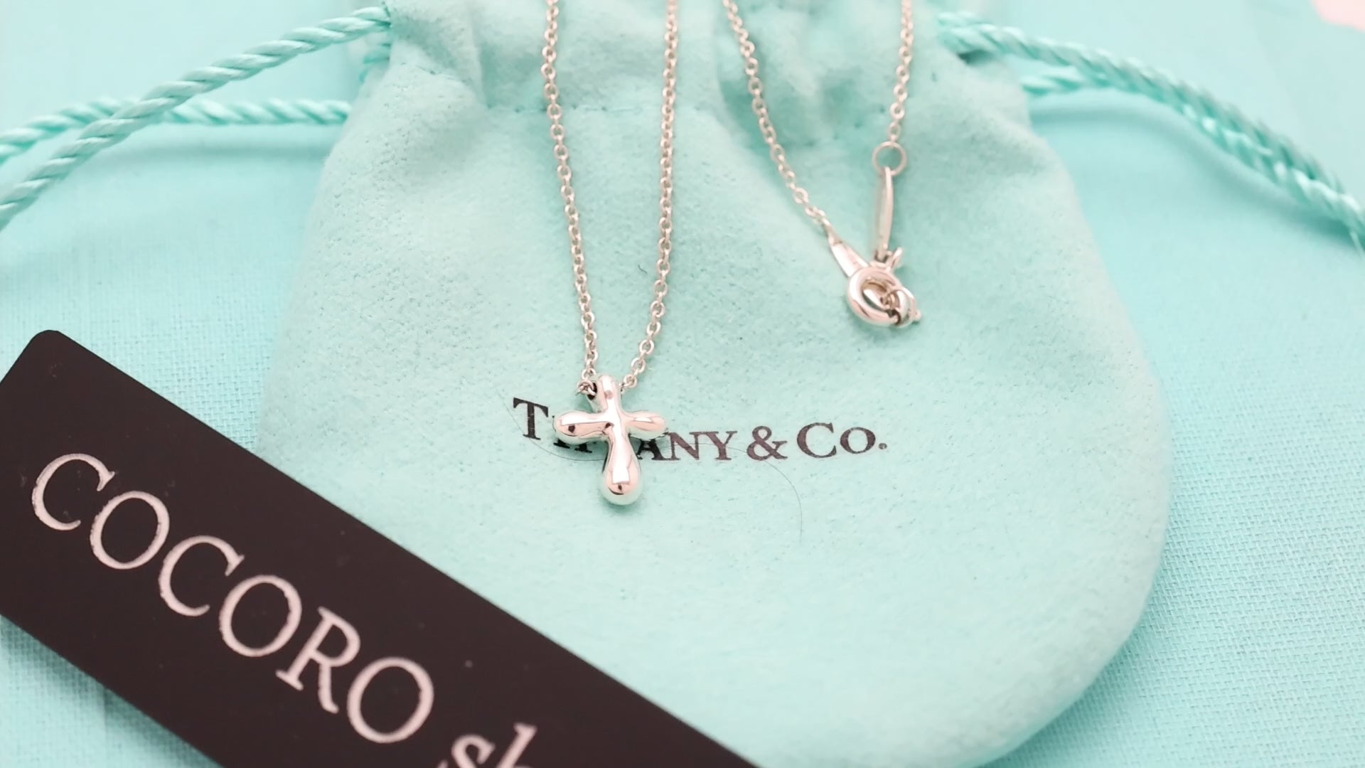  Tiffany & Co. Small Cross Pendant Necklace  Sterling Silver 925 