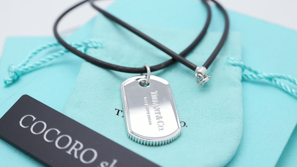 TIFFANY&Co. コイン エッジ ドッグ タグ ラバー コード ネックレス AG925