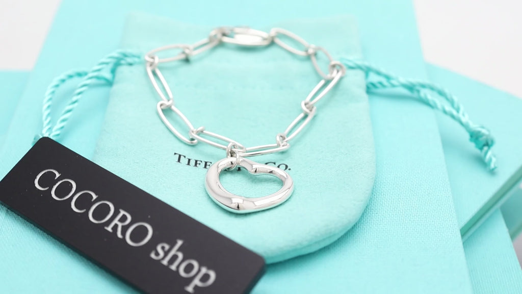 TIFFANY&Co. オープン ハート 22mm エルサペレッティ オーバル リンク チェーン ブレスレット AG925