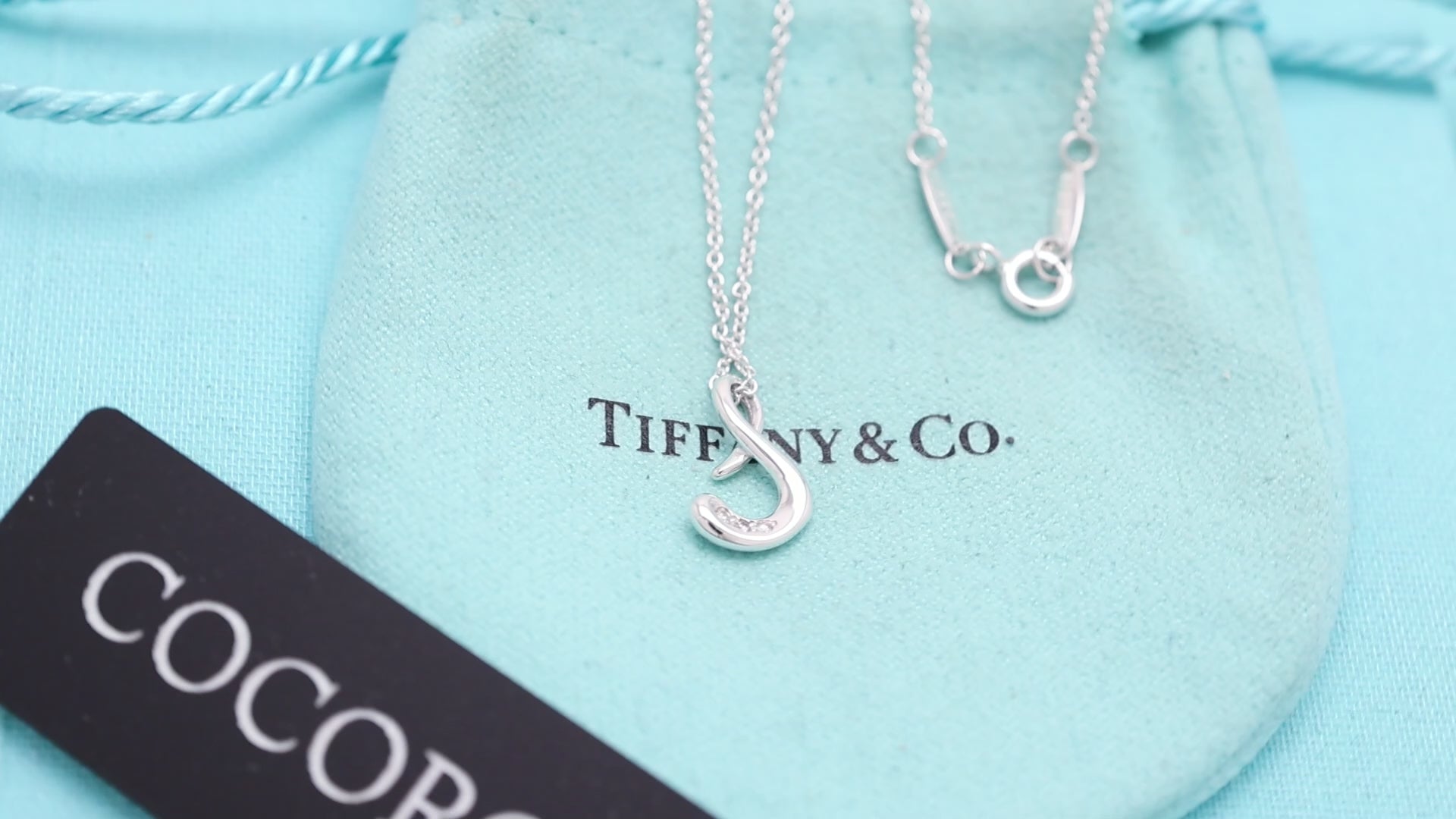 TIFFANY&Co. ノーツ レター S イニシャル 1P ダイヤモンド ネックレス AG925