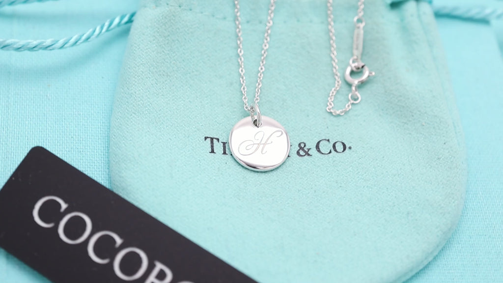 TIFFANY&Co. ノーツ レター ラウンド イニシャル H ディスク ネックレス AG925