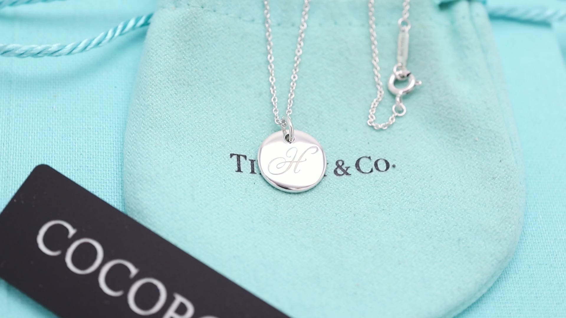 TIFFANY&Co. ノーツ レター ラウンド イニシャル H ディスク ネックレス AG925