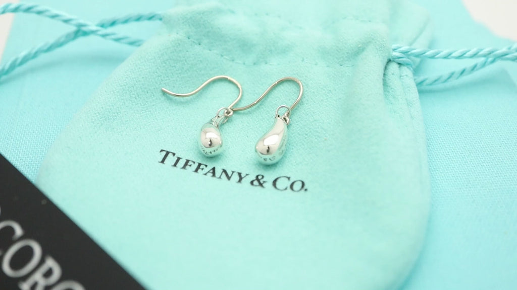 Tiffany & Co. Peretti Teardrop Dangle Earrings Sterling Silver 925