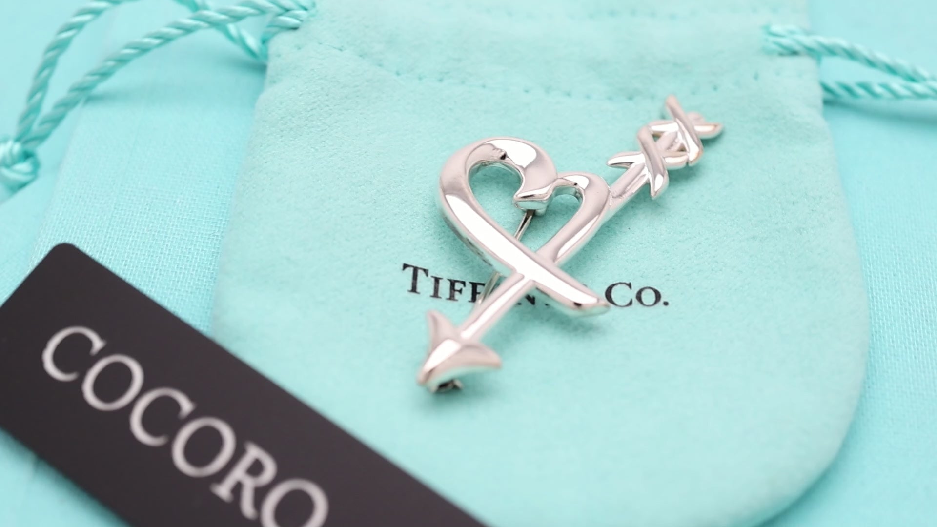 Tiffany & Co. Picasso Loving Heart Arrow Pin Brooch Sterling Silver 925