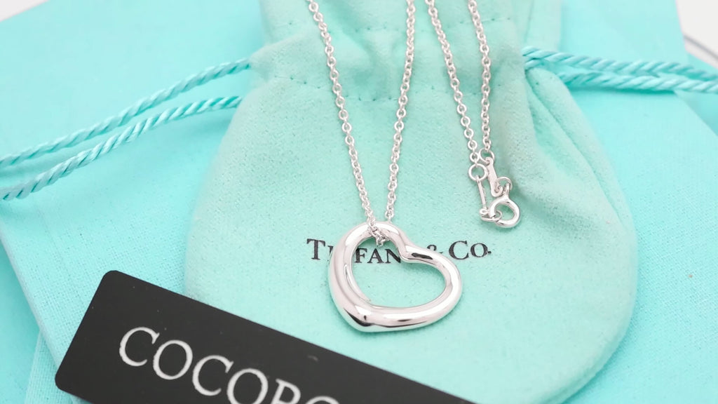 Tiffany & Co. Open Heart Pendant Necklace Sterling Silver 925