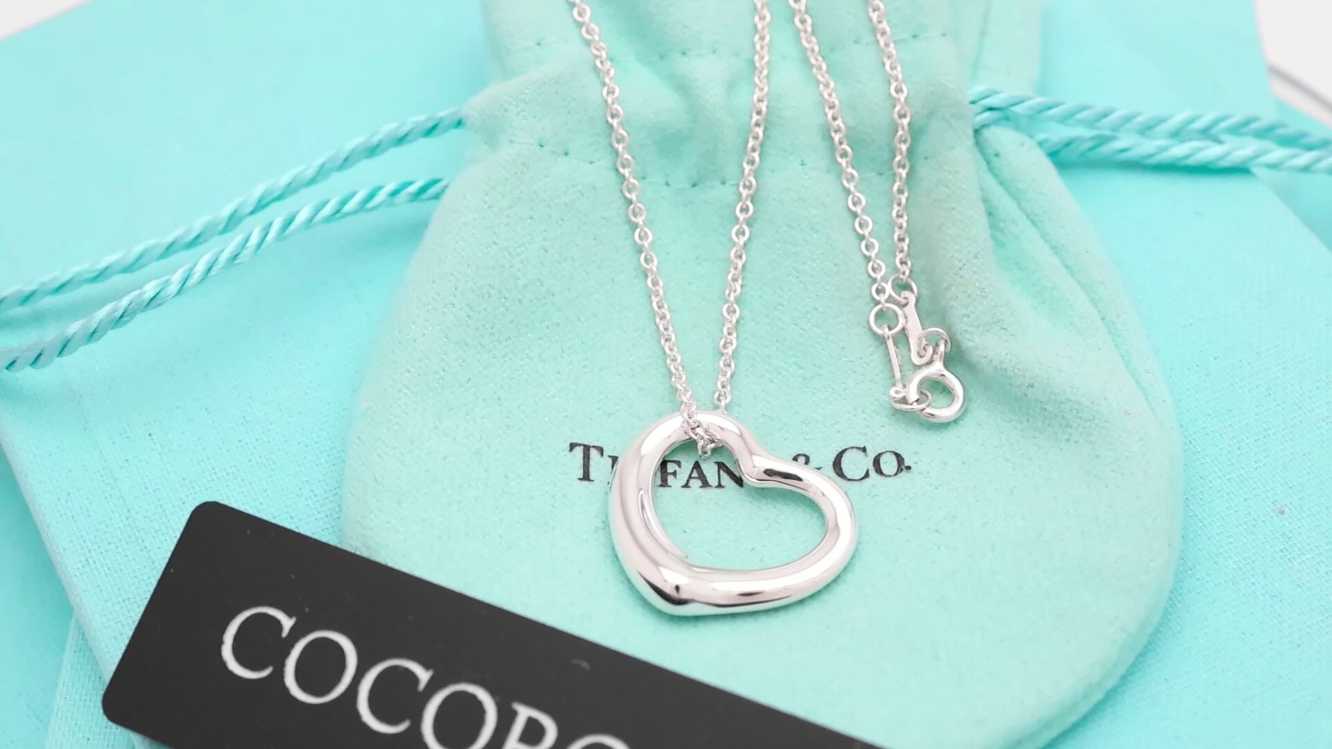Tiffany & Co. Open Heart Pendant Necklace Sterling Silver 925