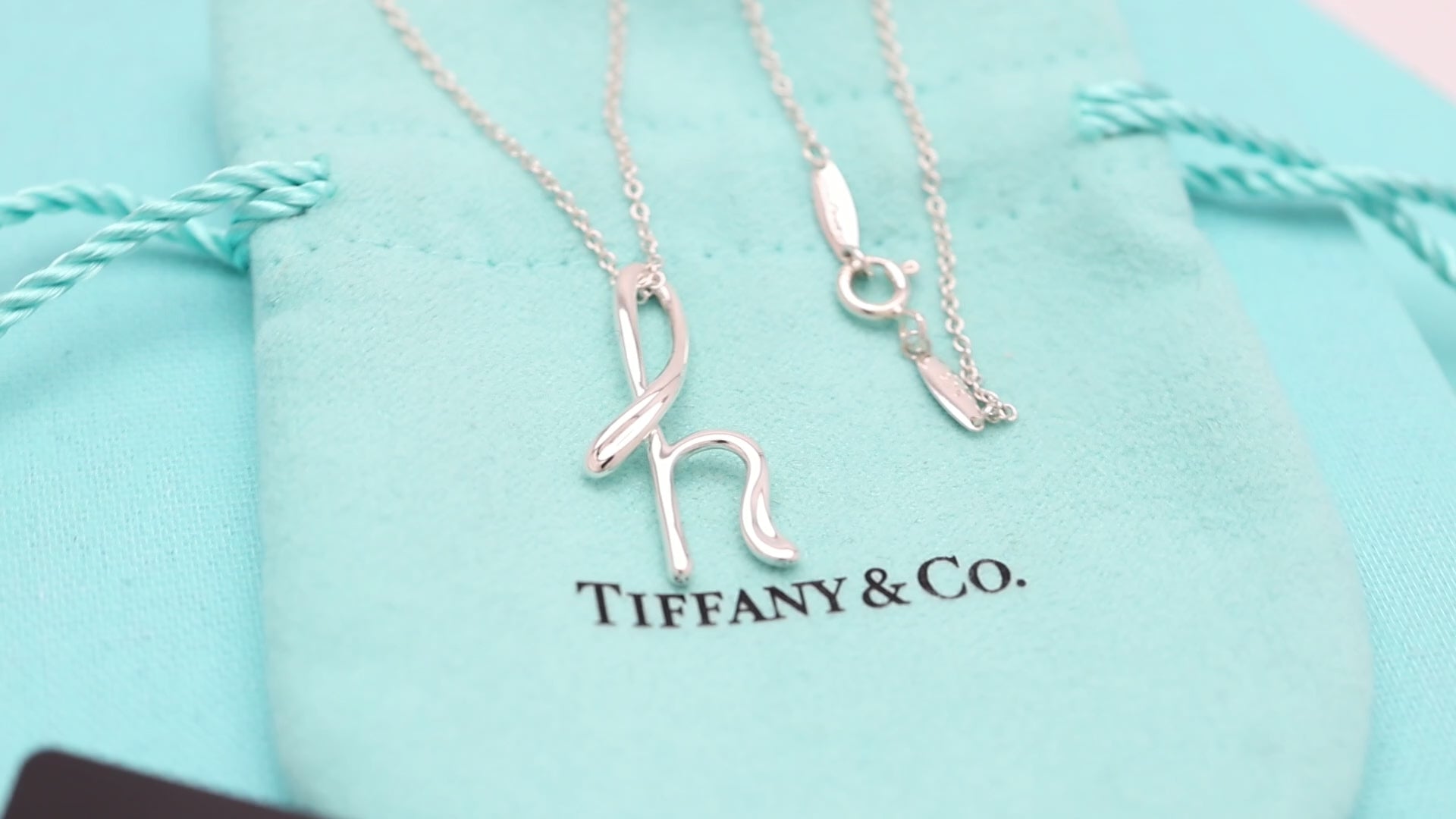 Tiffany & Co. Initial Letter "H" Pendant Necklace Sterling Silver 925