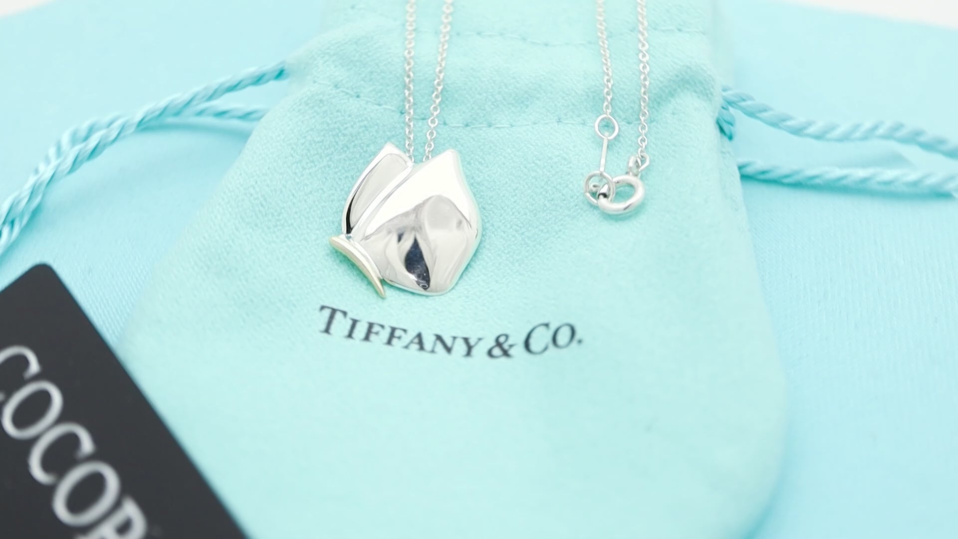  Tiffany & Co. Butterfly Pendant Necklace Sterling Silver 925 & 18K Gold 
